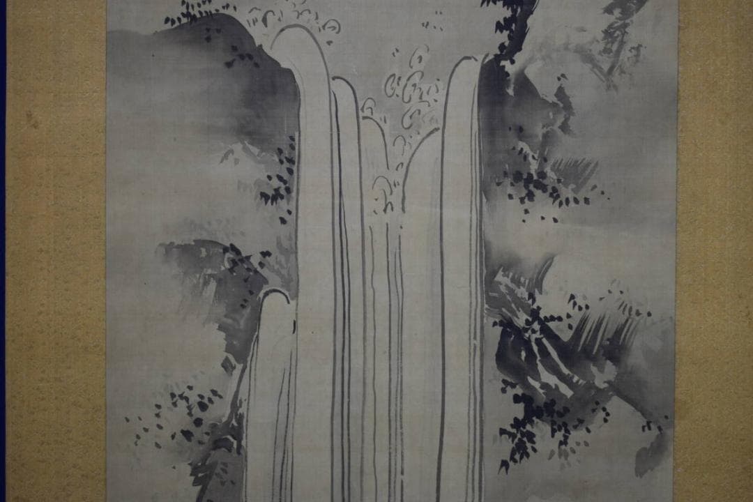 真作/狩野常信/瀑布図/布袋屋掛軸HG-618