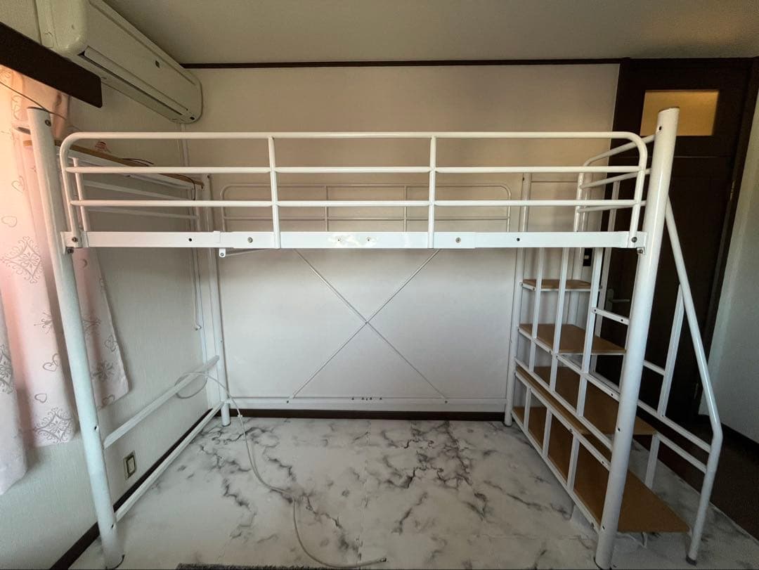 ホワイト ロフトベッド 階段付き