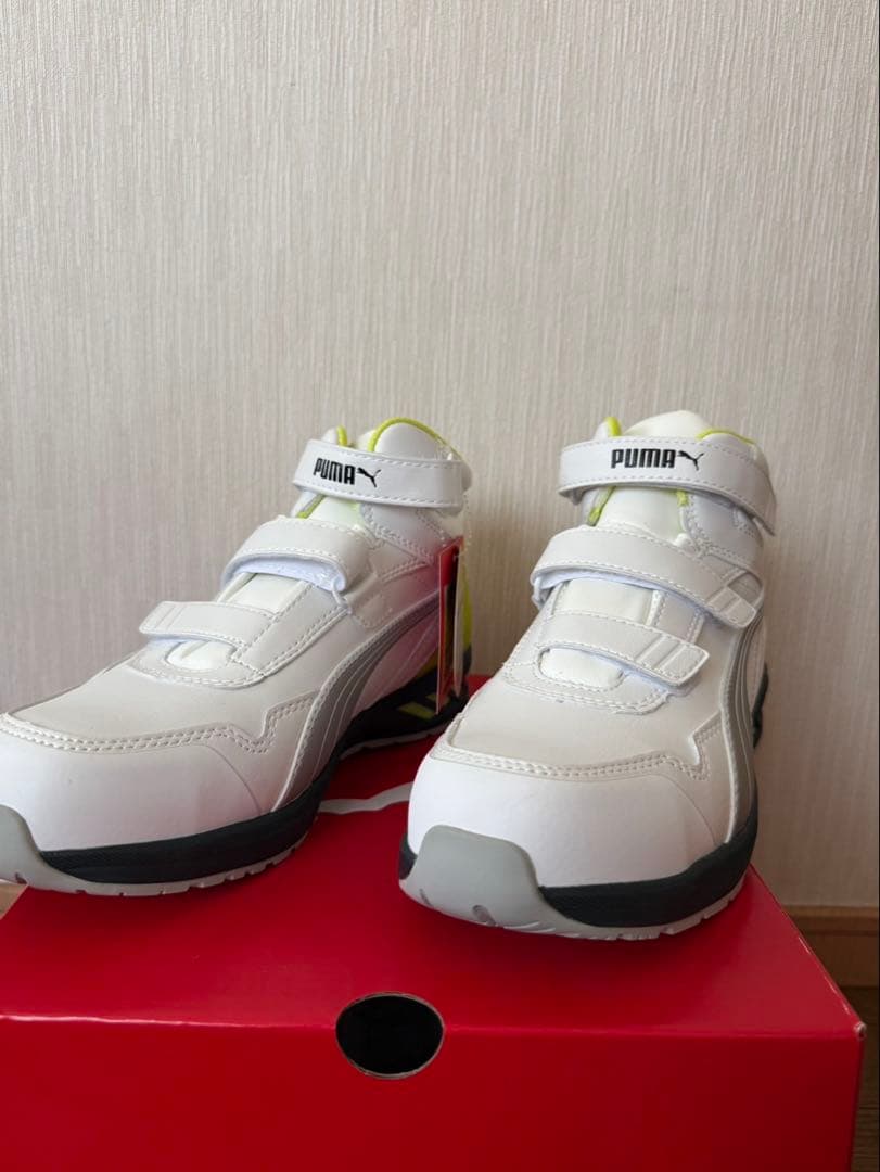 PUMA ハイカット安全靴 ライダー ホワイト/イエロー 27cm