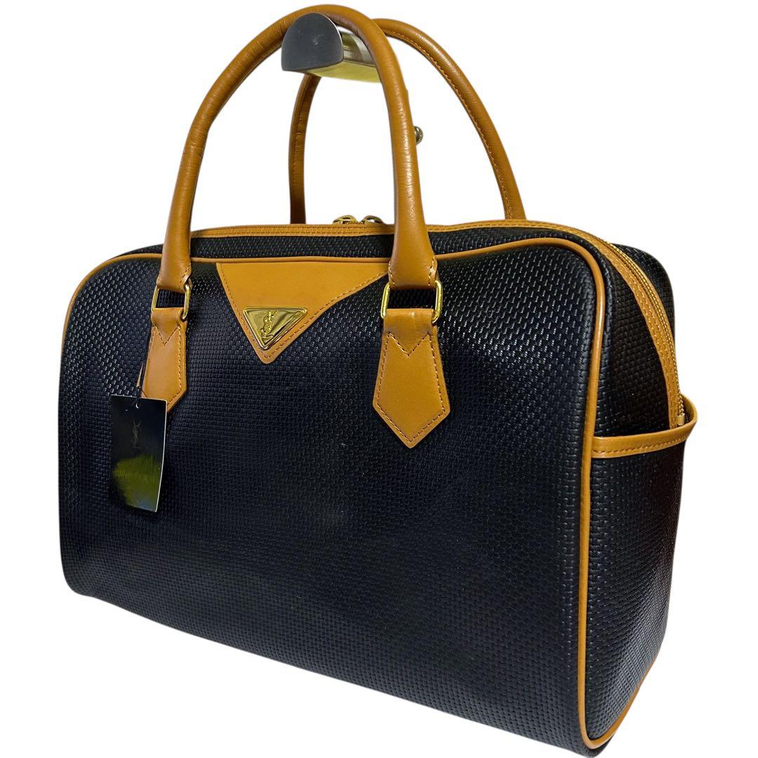 未使用 イヴサンローラン ハンドバッグ ミニボストン ヴィンテージ ゴールド金具 YSL イヴサンローラン レザーボストン ハンドバッグ ゴールド金具