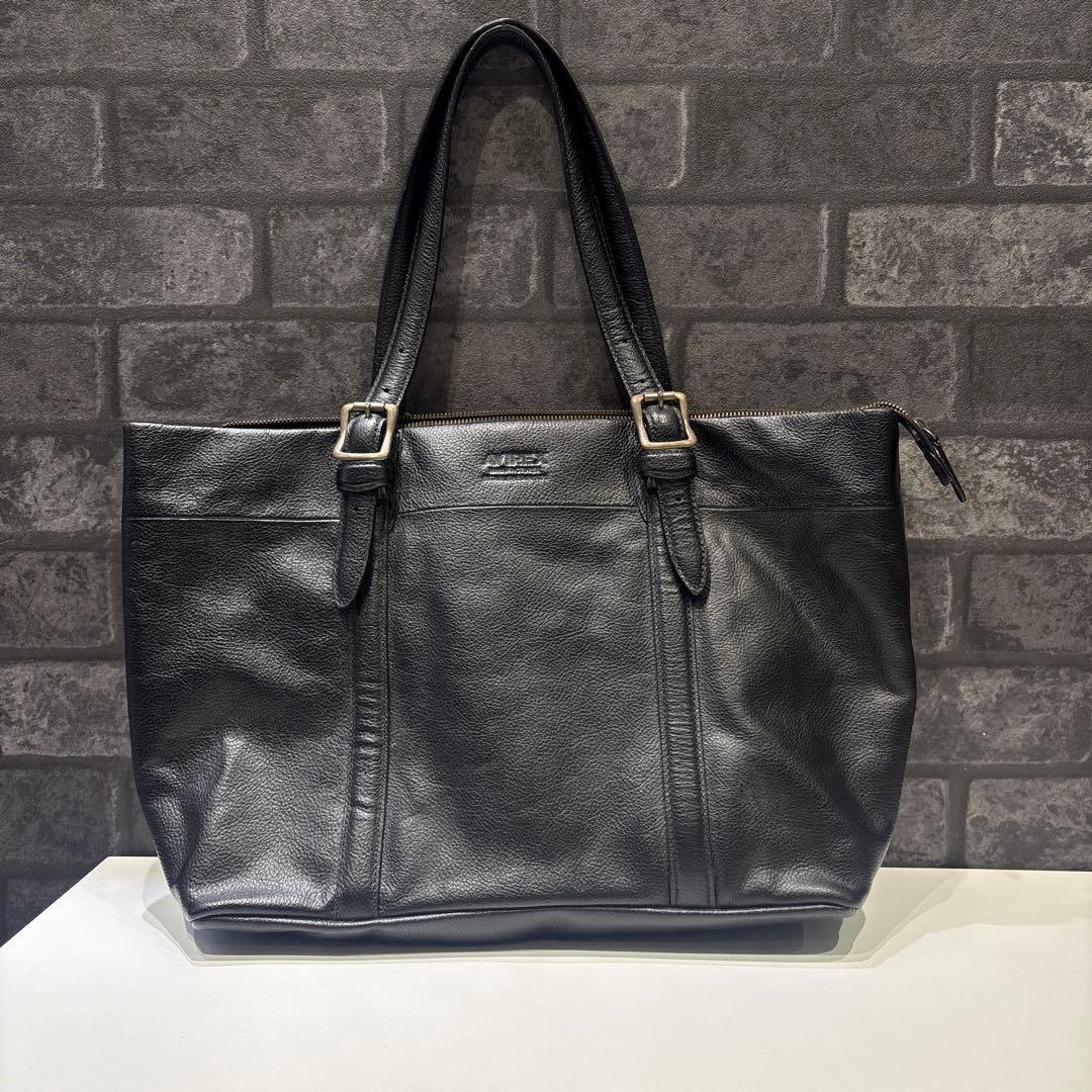 AVIREX 牛革レザートートバッグ 黒 BULTO ブルト