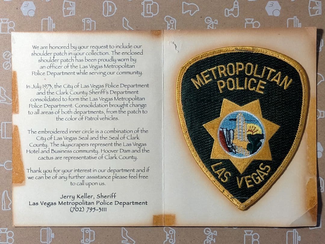 ☆ア➅。「アメリカ.ラスベガス市警察ワッペン…台紙付き」。