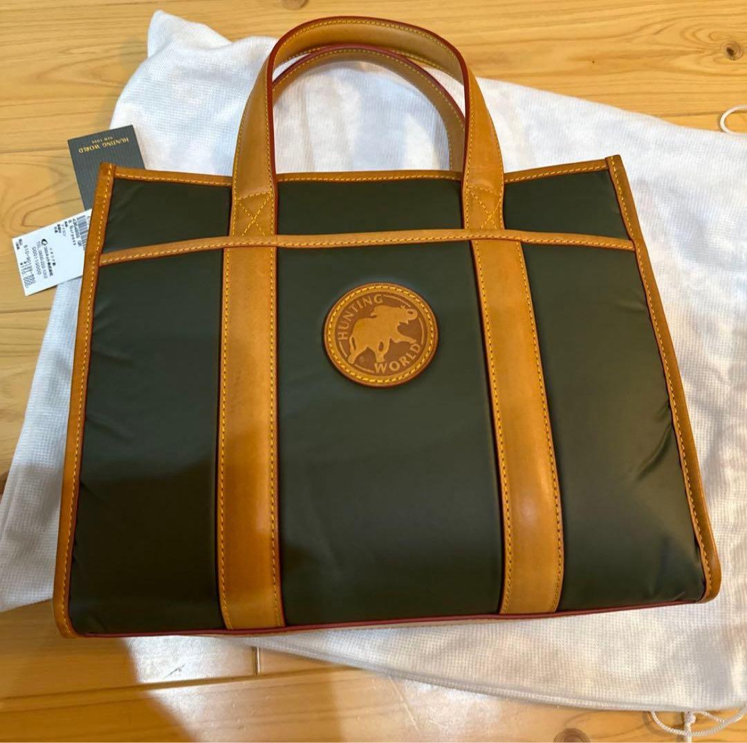 笑*猫様 ダークグリーン/ブラウン トートバッグ