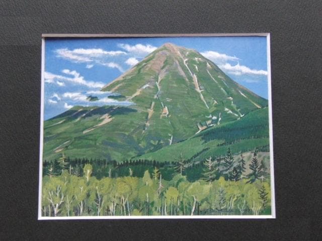 水島海衆、【初夏の美瑛富士】、希少な大判額装用画集より、美品