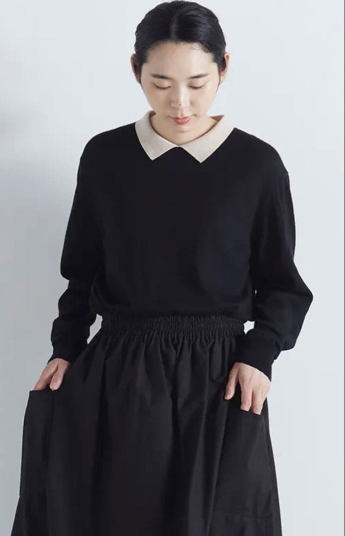 atelier naruse アトリエナルセ コットンウール衿つきニット atelier naruse】コットン衿付きニット - hina®～盛岡の雑貨店「ヒナ