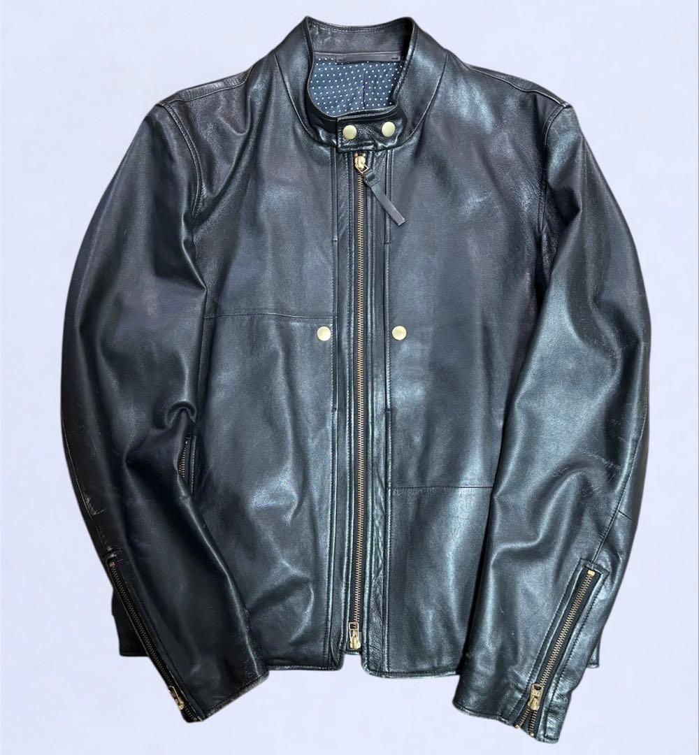 PS Paul Smith ブラックレザーシングルライダースジャケット Paul Smith（ポールスミス）の「PS Paul Smith Leather Biker Jacket