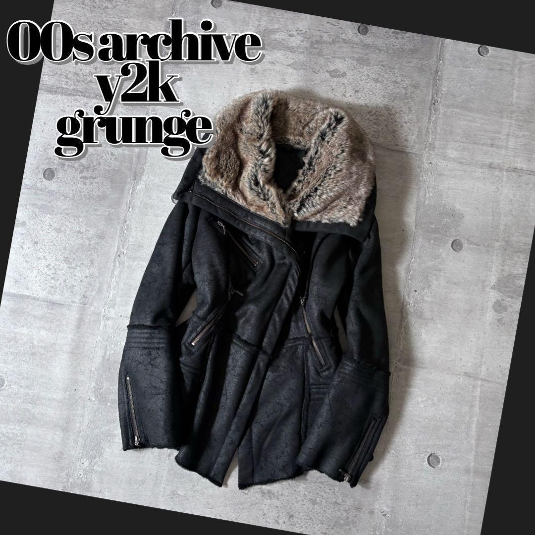 ジャケット・アウター 00s archive mouton far jacket riders y2k
