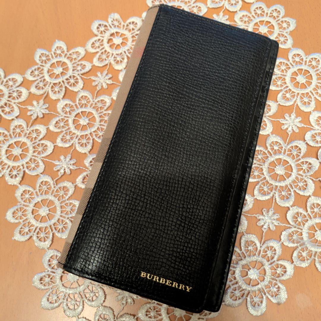 BURBERRY 黒 レザー 長財布
