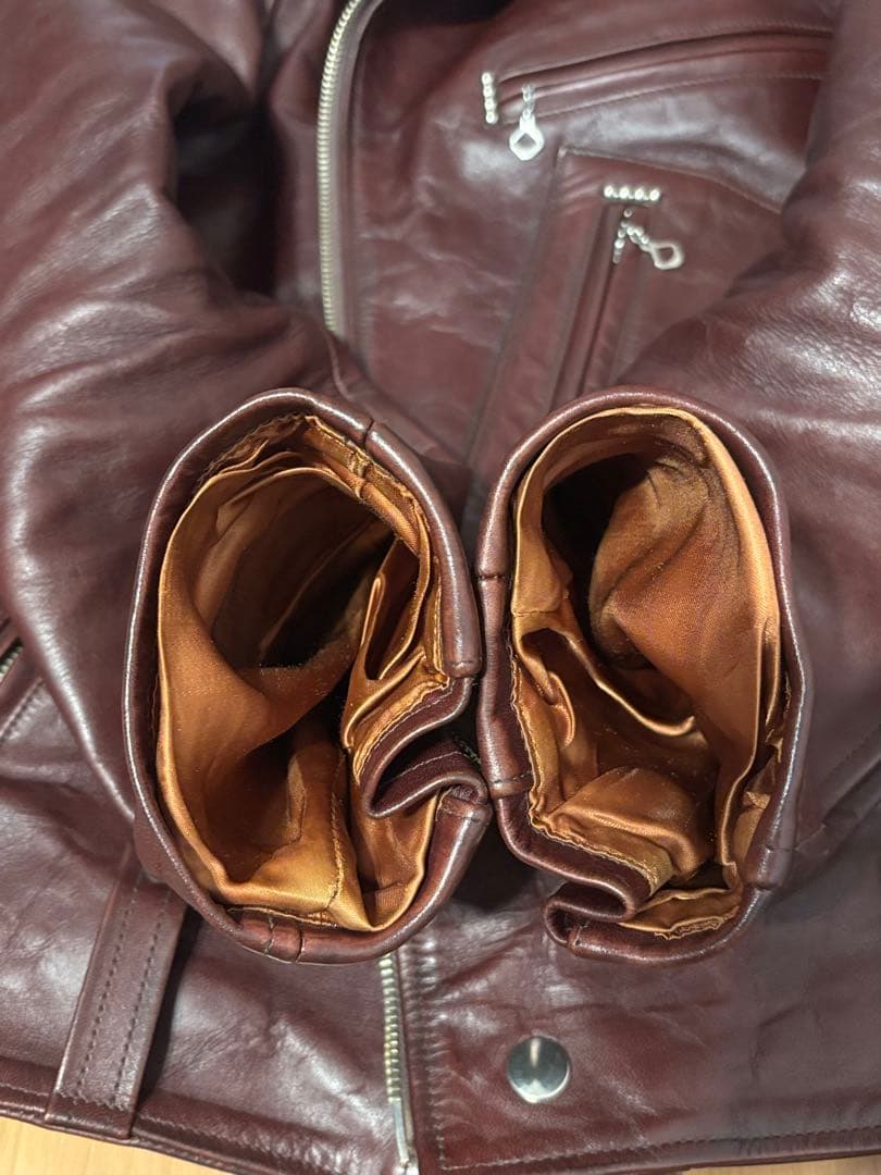 ファウンテンヘッドレザー デルタ Dポケダブルレザージャケット 36 茶
