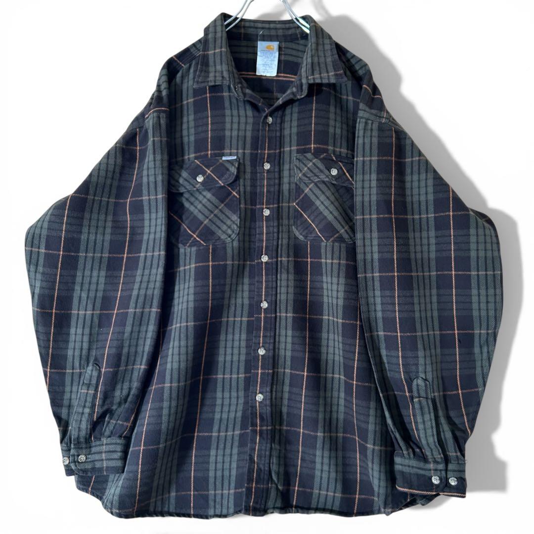 激レア 3XL カーハート ヘビーネルシャツ 厚手 肉厚 チェック USA製
