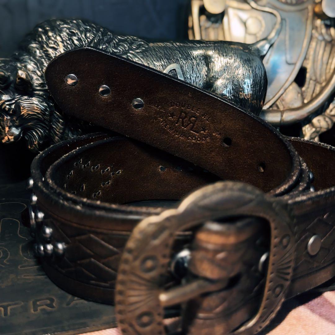 RRL ヴィンテージエンボスレザーベルト36