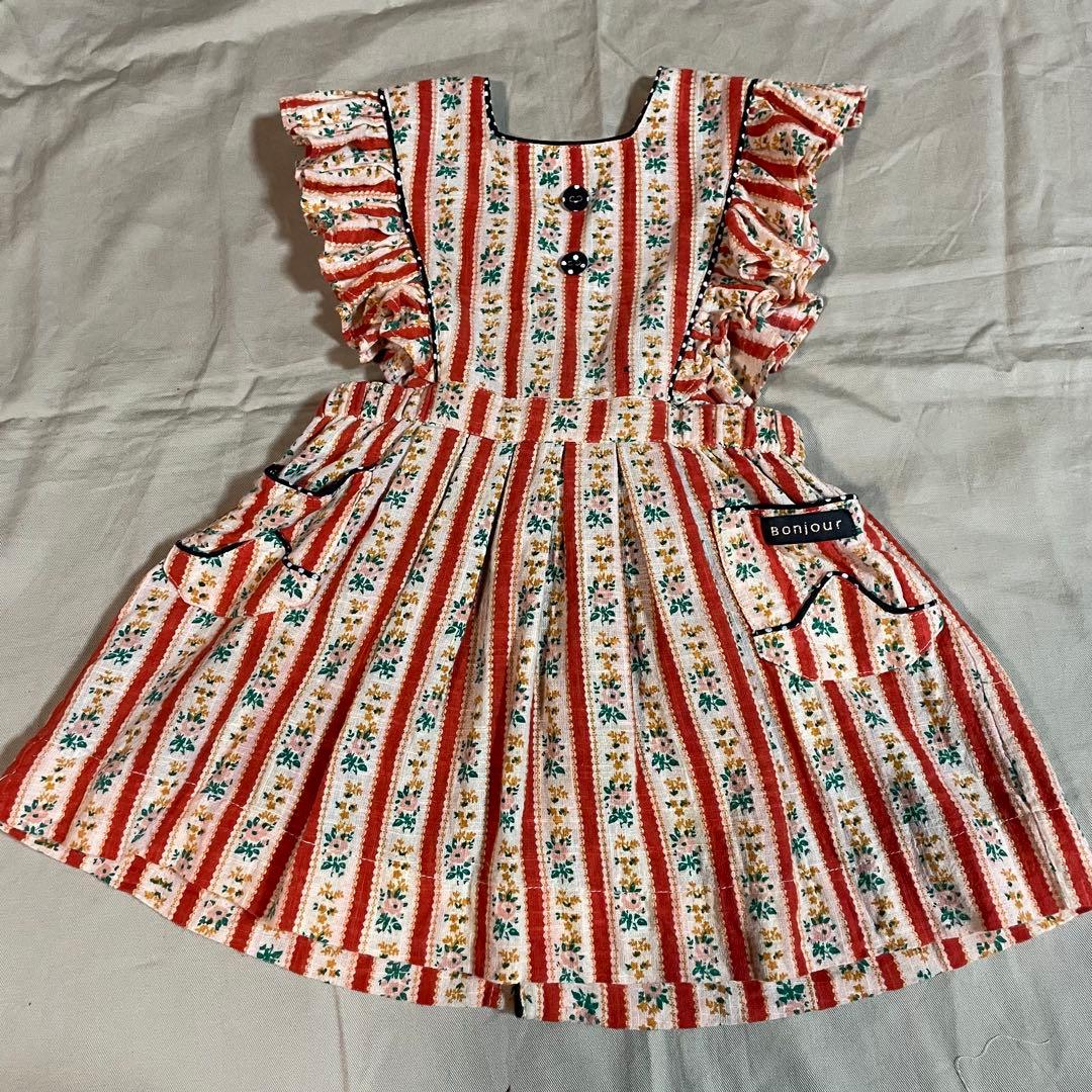 bonjour diary エプロンワンピース　2-3y