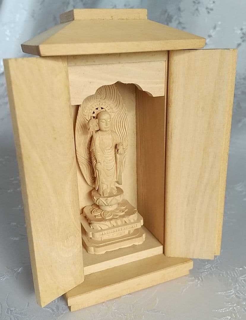 地蔵菩薩立像【極小】#400 厨子入り 木彫 仏像