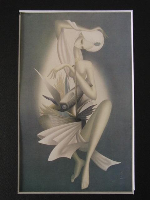 東郷青児、魚藍、希少な大判額装用画集より、新品高級額装付、状態良好 東郷青児、魚藍、希少な大判額装用画集より、新品高級額装付、状態良好