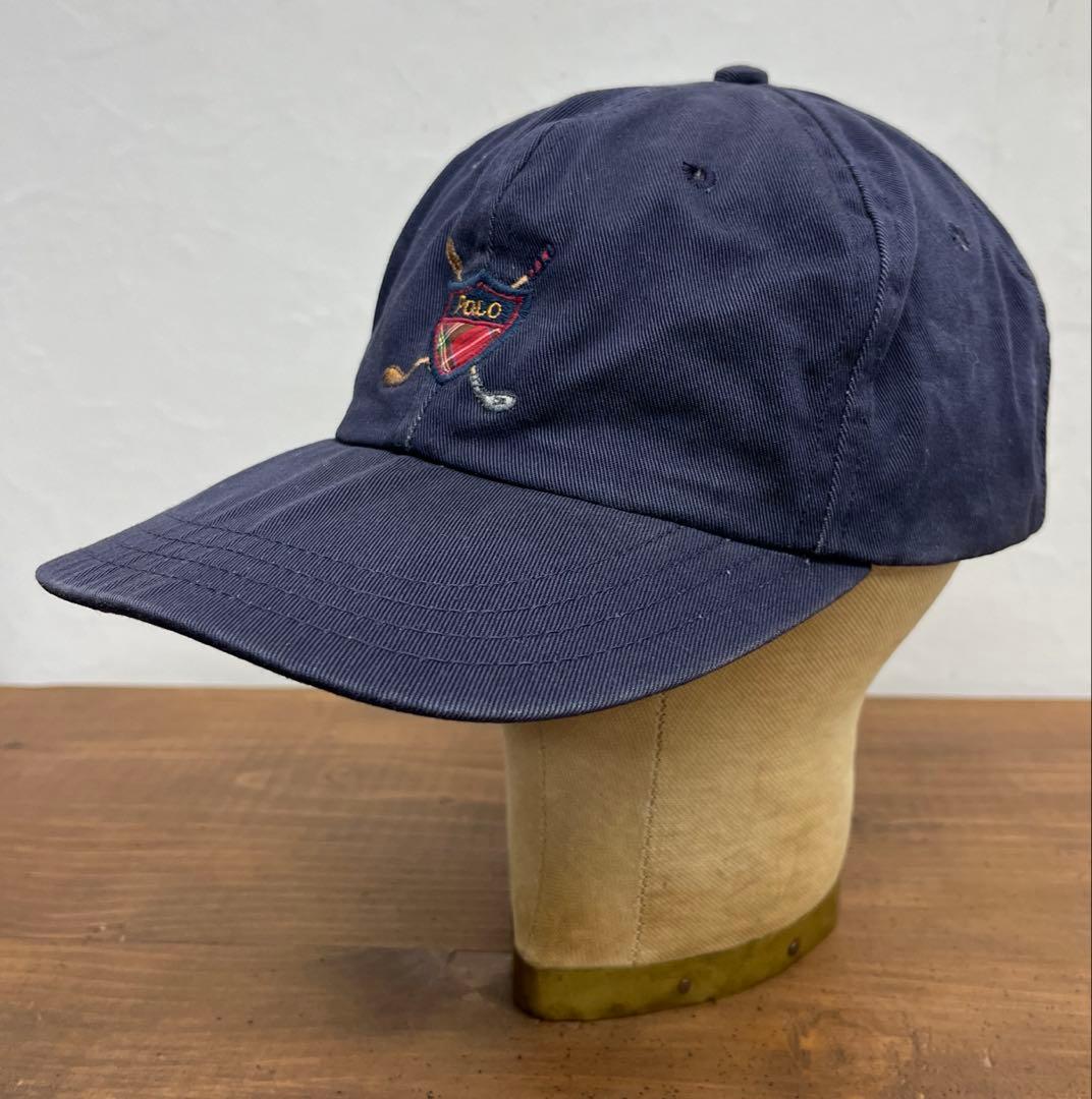 90'S RALPH LAUREN ベースボールキャップ ネイビー USA製 ラルフローレン Ralph Lauren クラシック スポーツ キャップ ベース