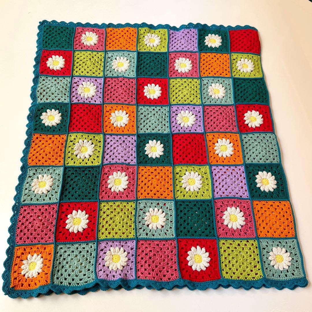 ハンドメイド かぎ編み お花のマルチカバー ソファーカバー