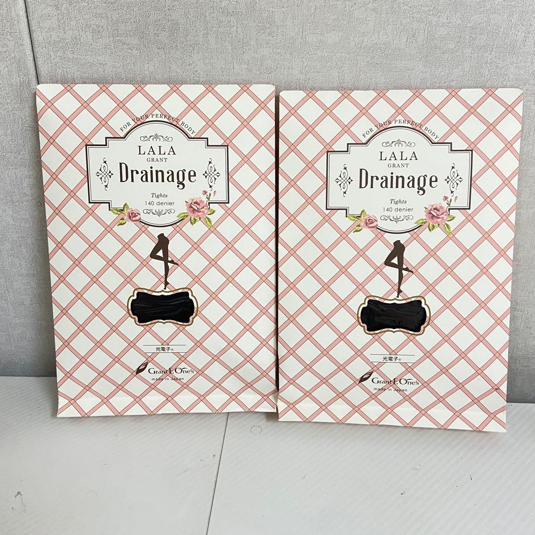 LALA Grant Drainage ハイウエスト　タイツ　ブラック　ＬＬ