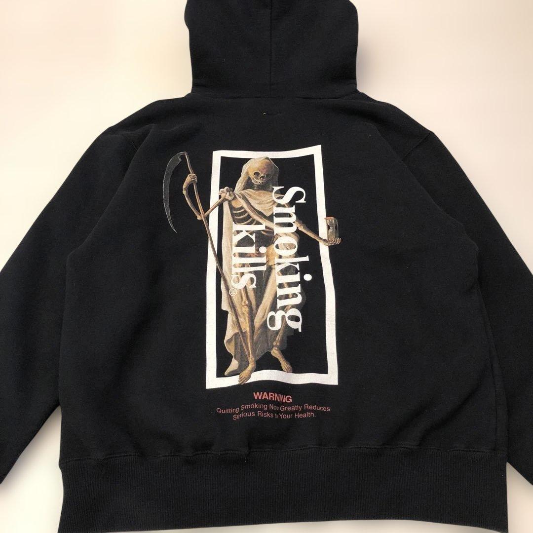 名作 fr2 smoking kills パーカー ブラック 骸骨 スカル 黒 - メルカリ