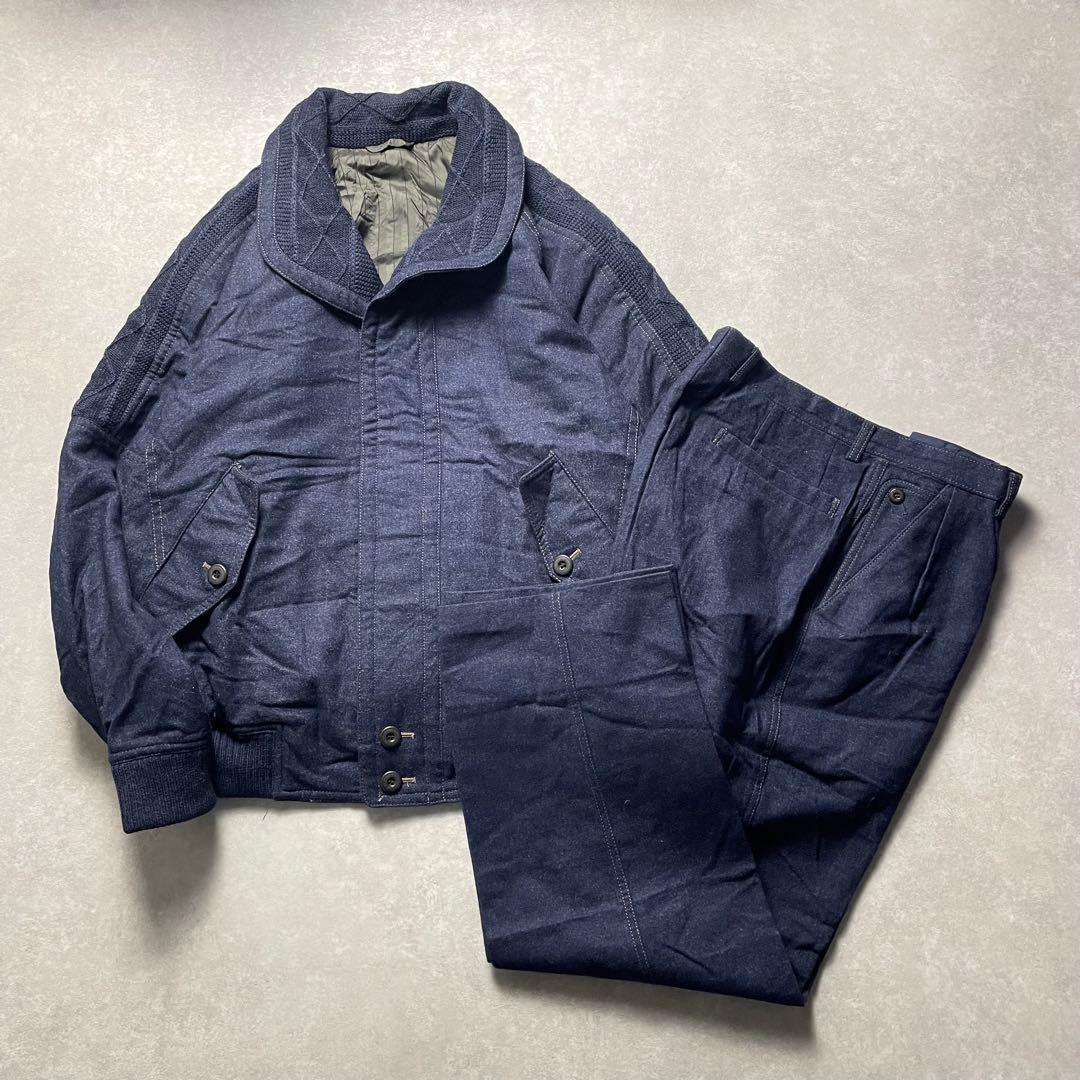 マミーショップvintageシルクウールスイングトップブルー青セットアップ