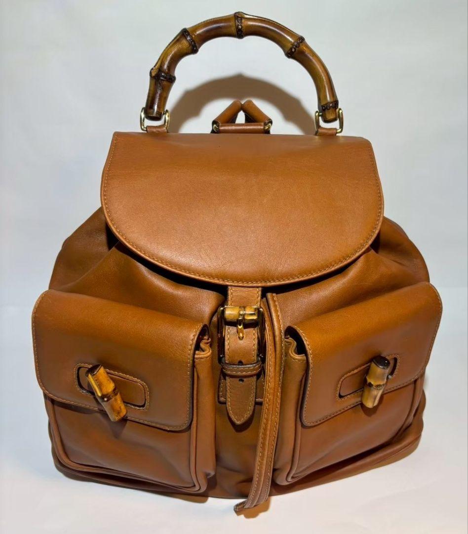 GUCCI レザー バンブー リュック ブラウン系 グッチ