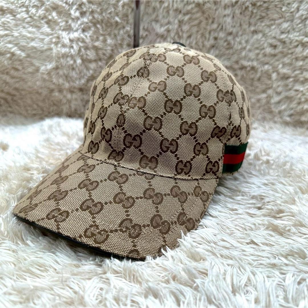 【美品】グッチ 帽子 キャップ ベージュ キャンバス GG柄 ユニセックス GUCCI（グッチ） キャップ レディース メンズ アウトレット ベース