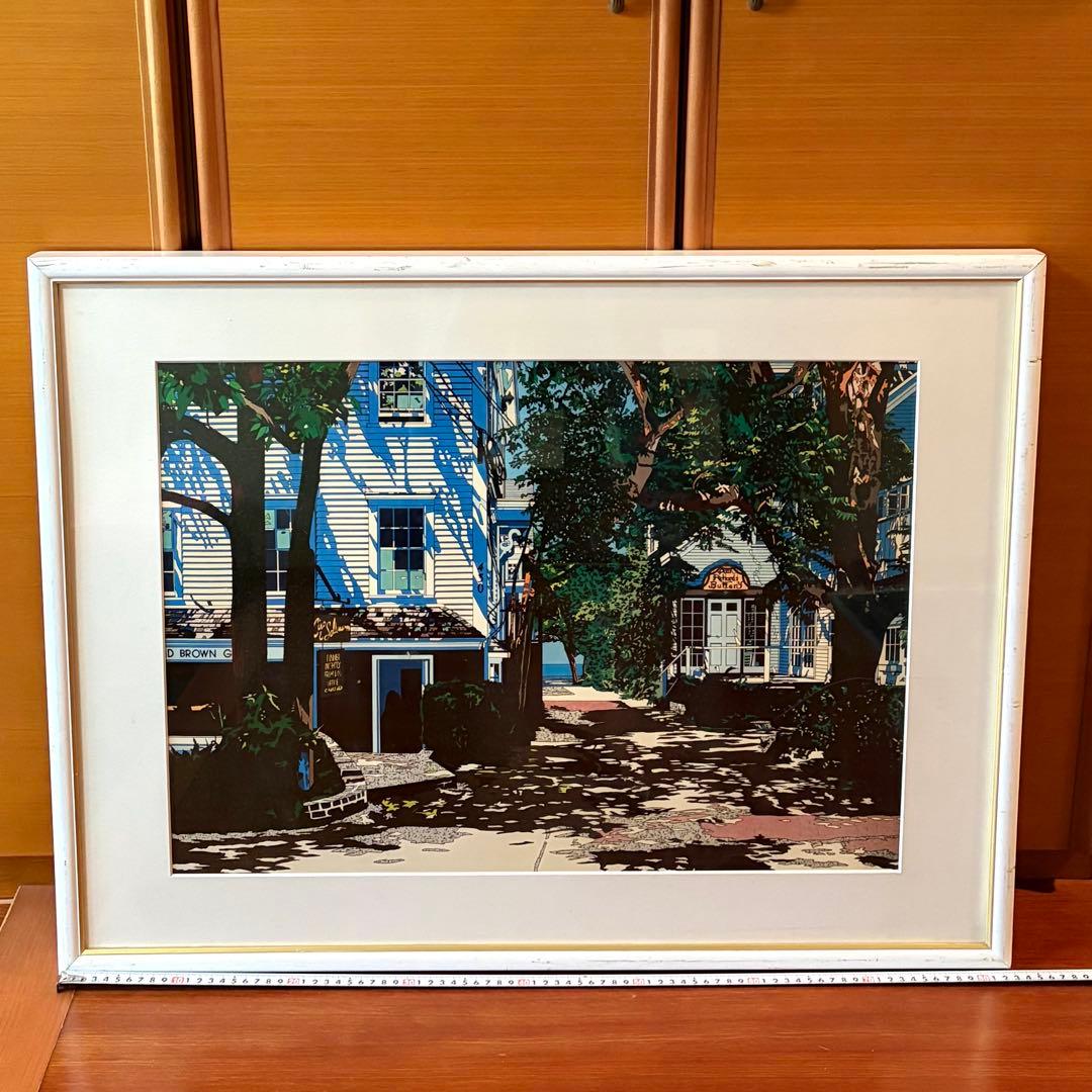 鈴木英人　プロビンスタウンハウス　アートポスター　リトグラフ　額装