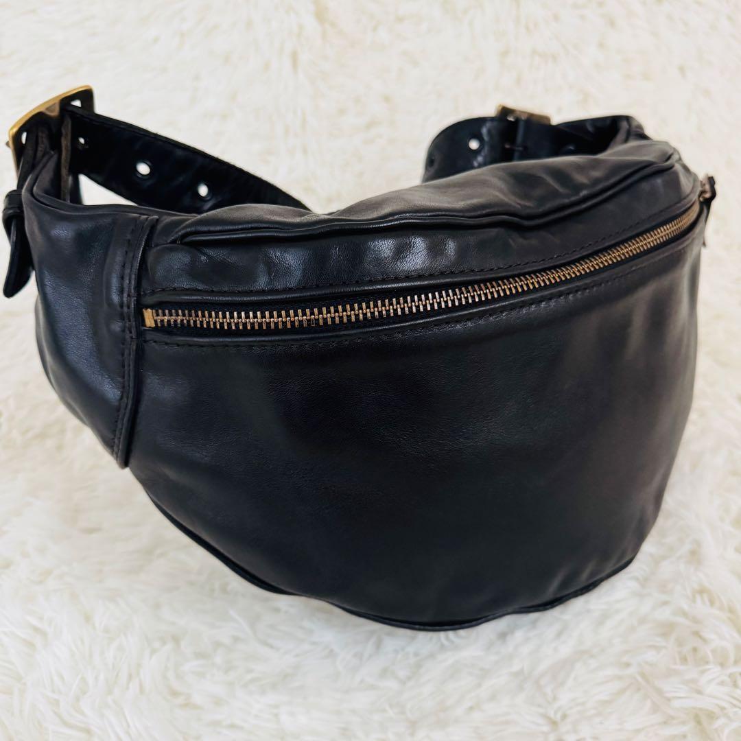 極輝】 カドヤ　本革　ボディーバッグ　三点止め　ショルダー　ライダース　バイカー