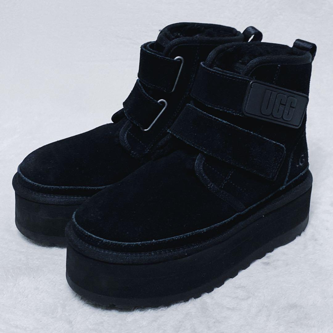 UGG　W NEUMEL PLATFORM　厚底ムートン　22cm　ブラック　黒