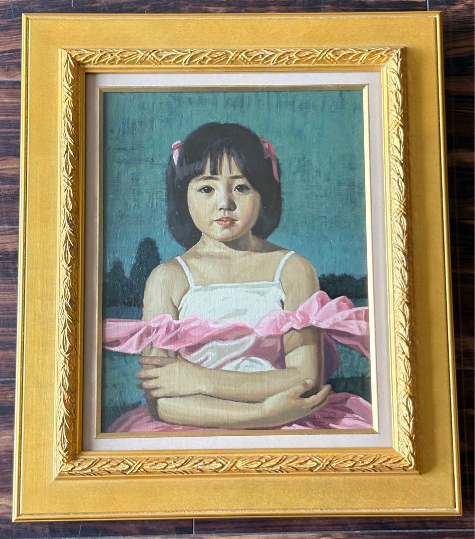 宮平勉 小さな踊り子 絵画 油彩画 油絵 額装 人物画 油彩 アートC