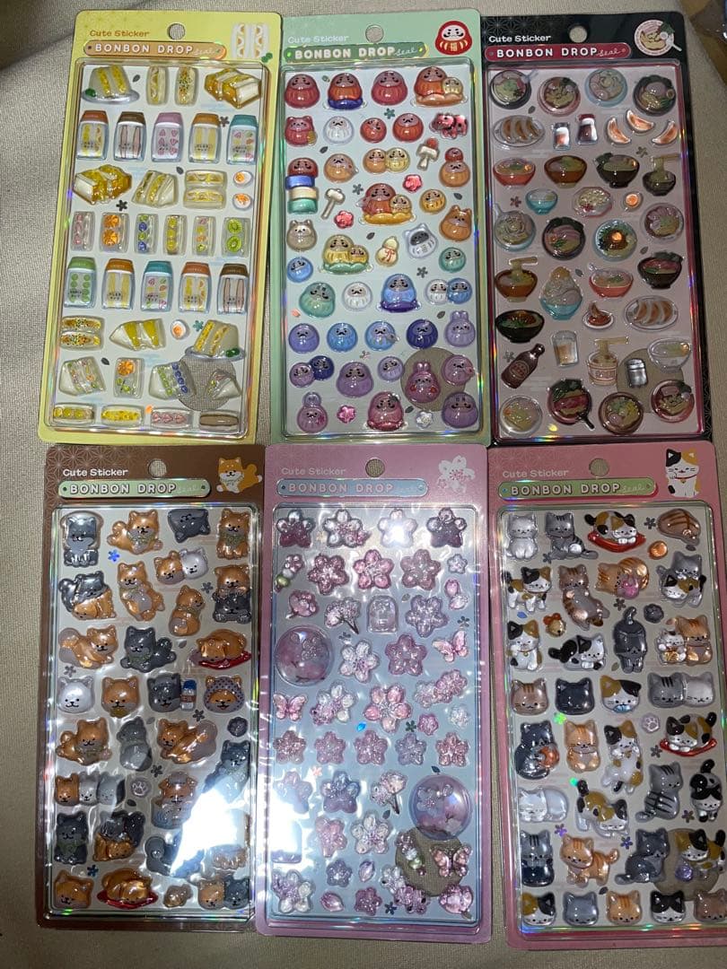 《24時間以内発送》ボンボンドロップシール　和柄6種セット　シール