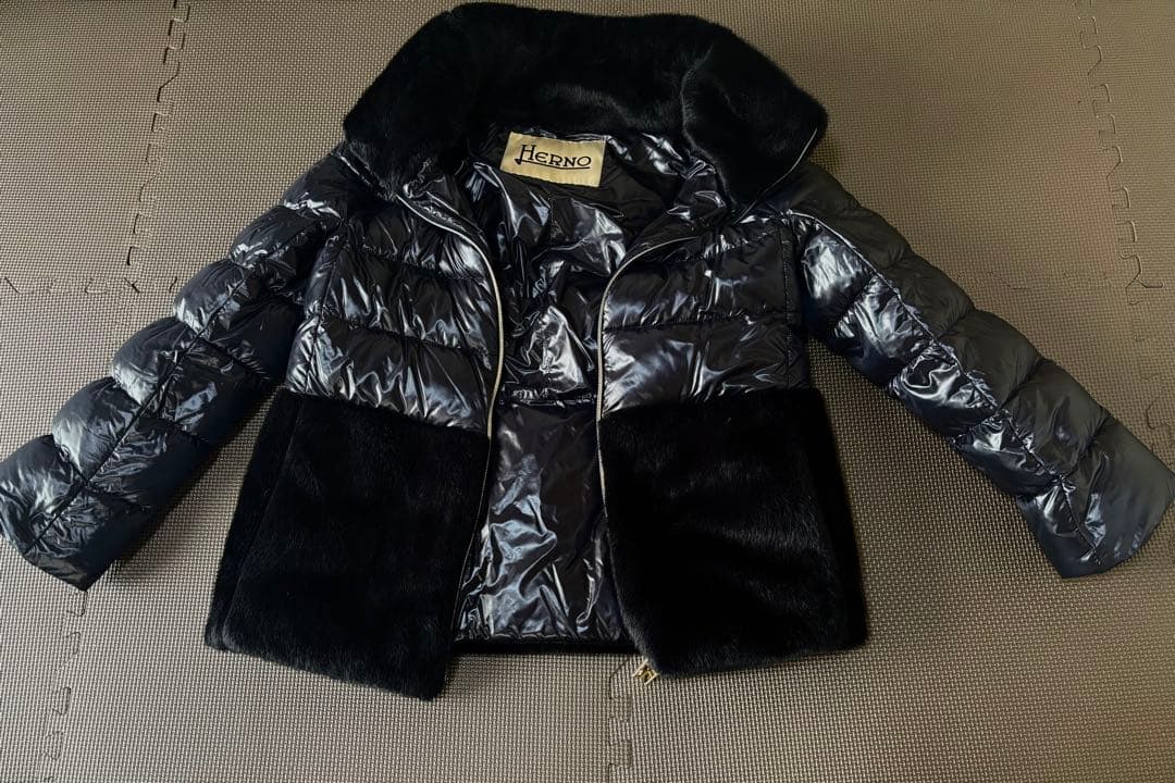 Herno フェイクファーコンビダウンジャケット 黒