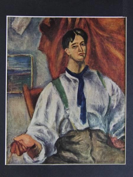 梅原龍三郎、【自画像】、希少な大判額装用画集より、美品、日本人画家