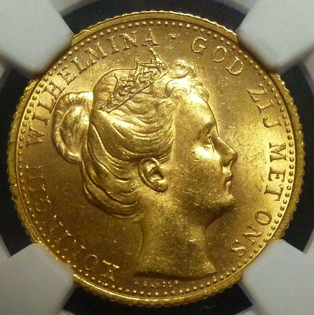 少女期《ウィルヘルミナ金貨 オランダ》1898年:高鑑定 MS64：超稀少！