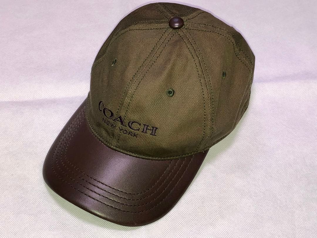 コーチ COACH ベースボール キャップ ウィズ レザー ブリム本革　美品