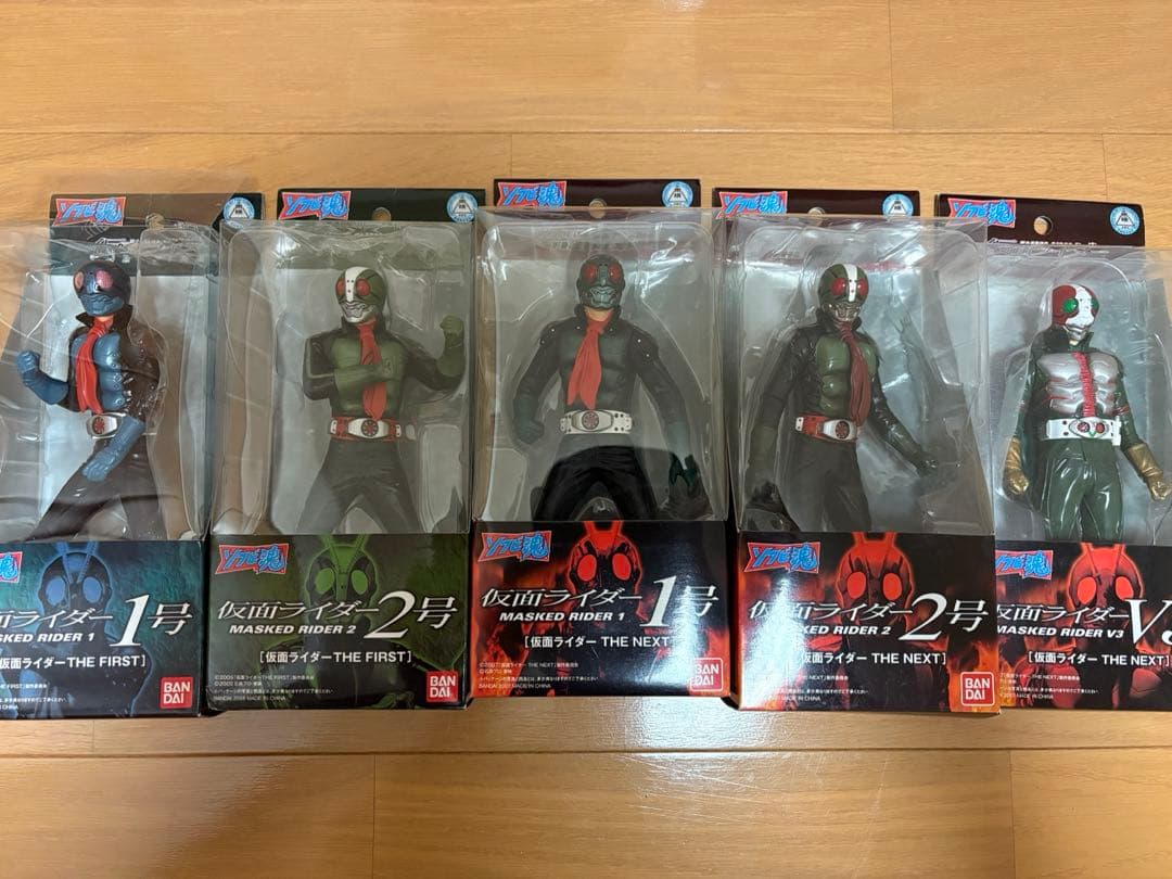 【最終値下げ】ソフビ魂 仮面ライダー　1号　2号　v3 5体セット 仮面ライダーTHE NEXT 1号、2号、V3 ソフビ魂限定3体セット ジャンク