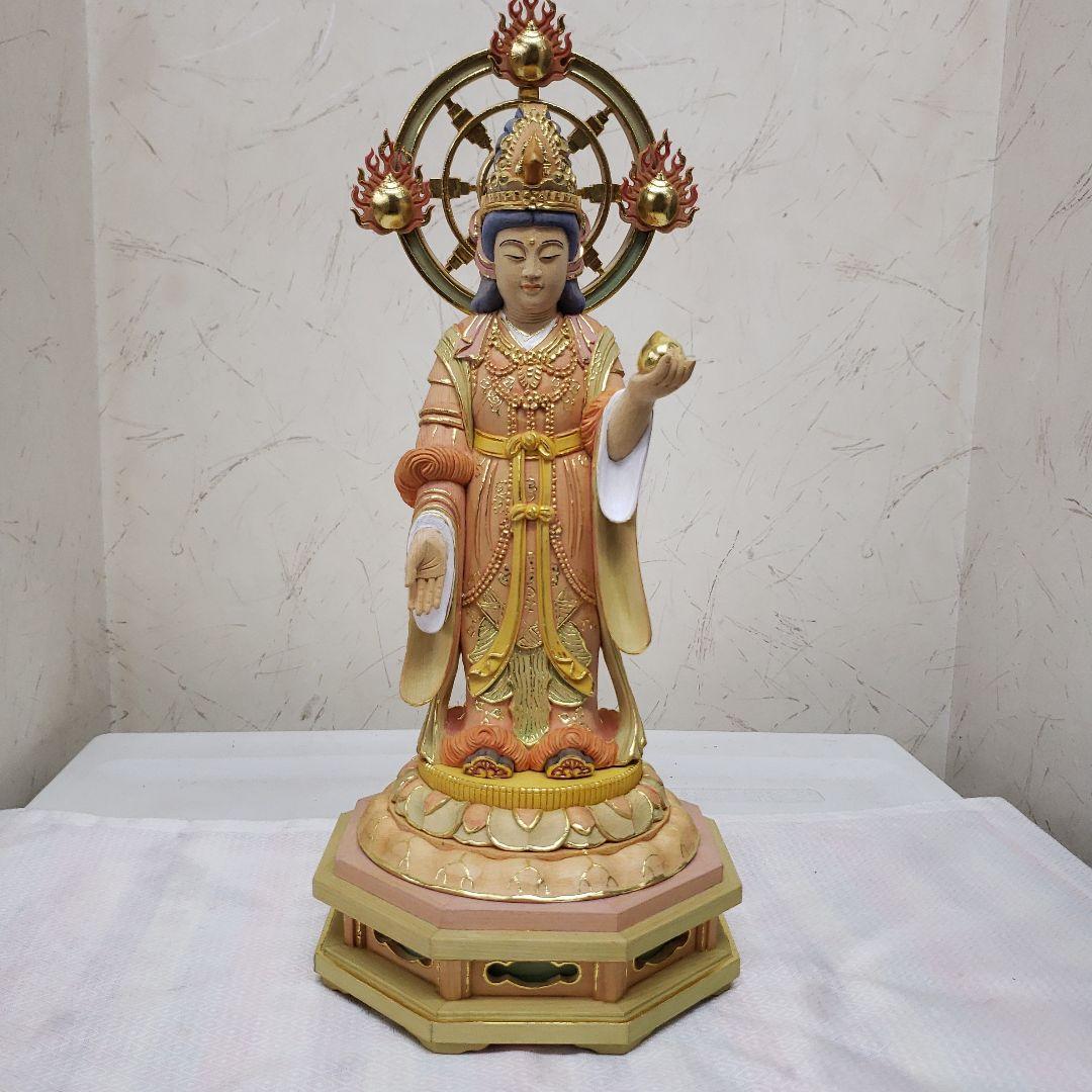 Ｂフライデー蔵出し特価　美しい仏像★ヒバ材 淡彩色錐金 吉祥天6寸★毘沙門天の妃 Bフライデー蔵出し特価 美しい仏像☆ヒバ材 淡彩色錐金 吉祥天6寸