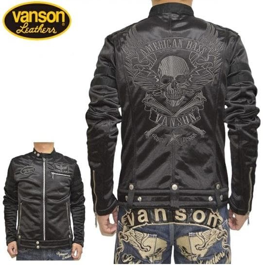 VANSON AMERICAN BASS別注シングル ライダース ジャケットＸＬ VANSON（バンソン） 当店別注 VANSON ABV-2301 ボンディング シングル