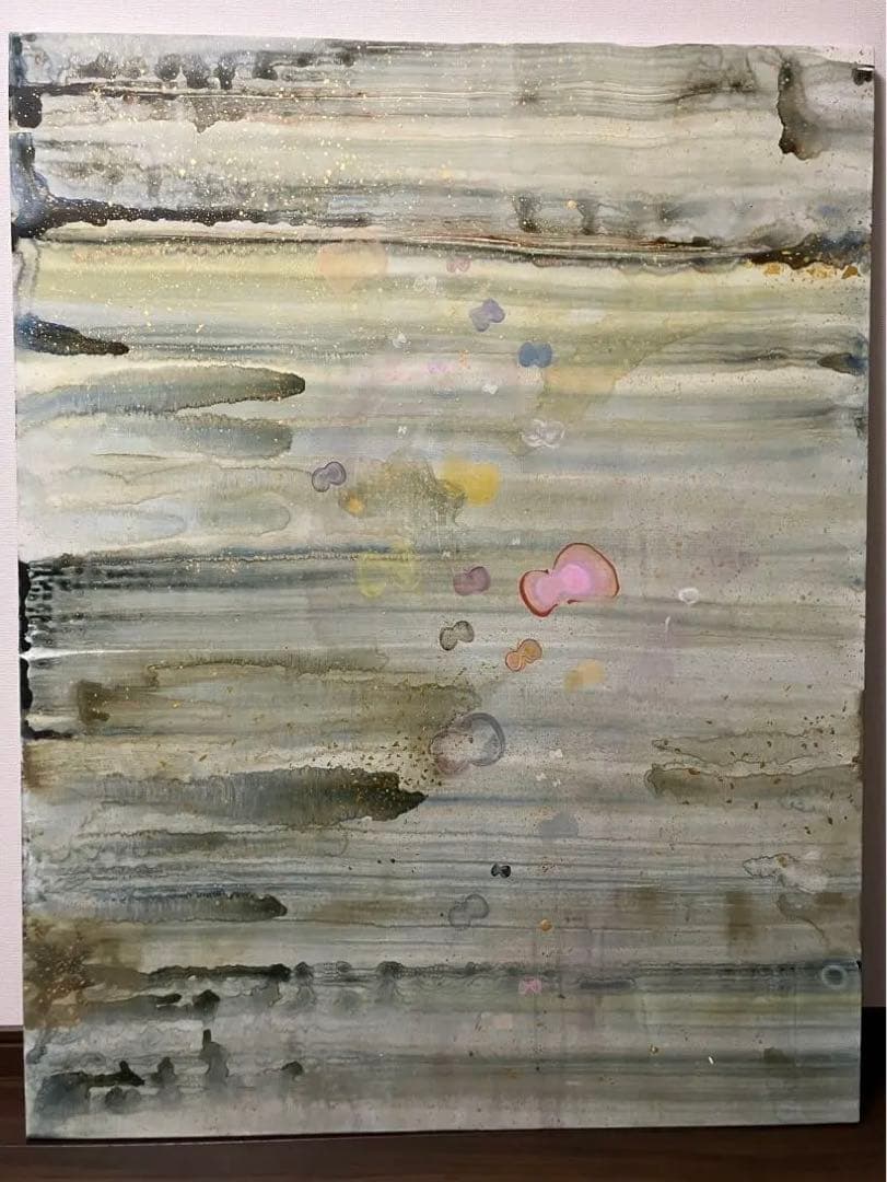 アクリル画〈金粉、金箔〉　F50号　題名「translucent」