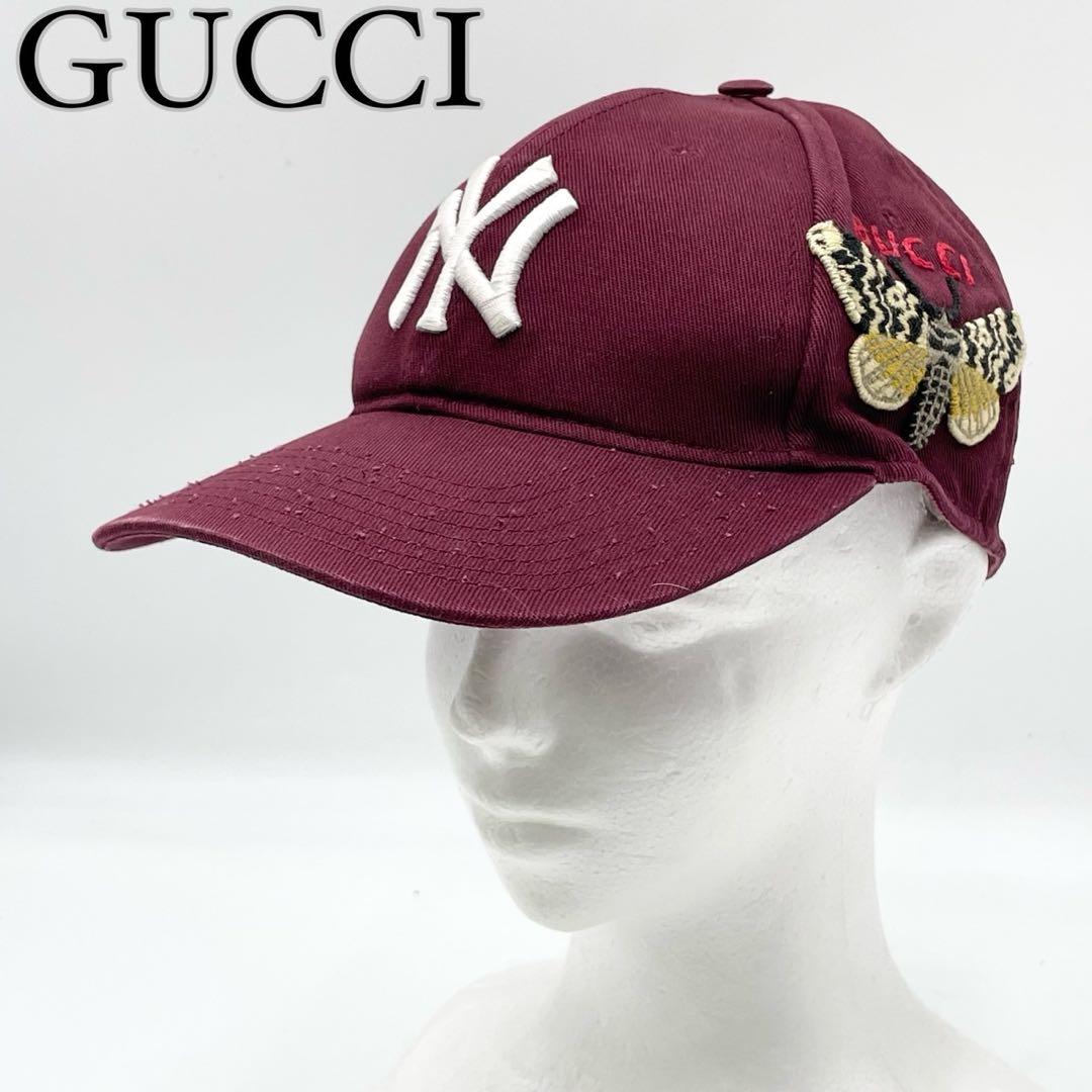 【美品✨】グッチ NYヤンキース コラボ バタフライ ベースボールキャップ 帽子