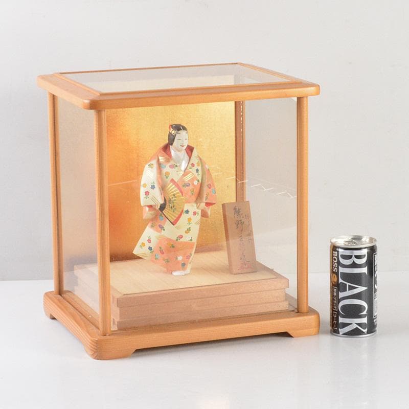 筑前博多人形　能人形　国崎正行作　熊野　台・札・ガラスケース付　C　5405A