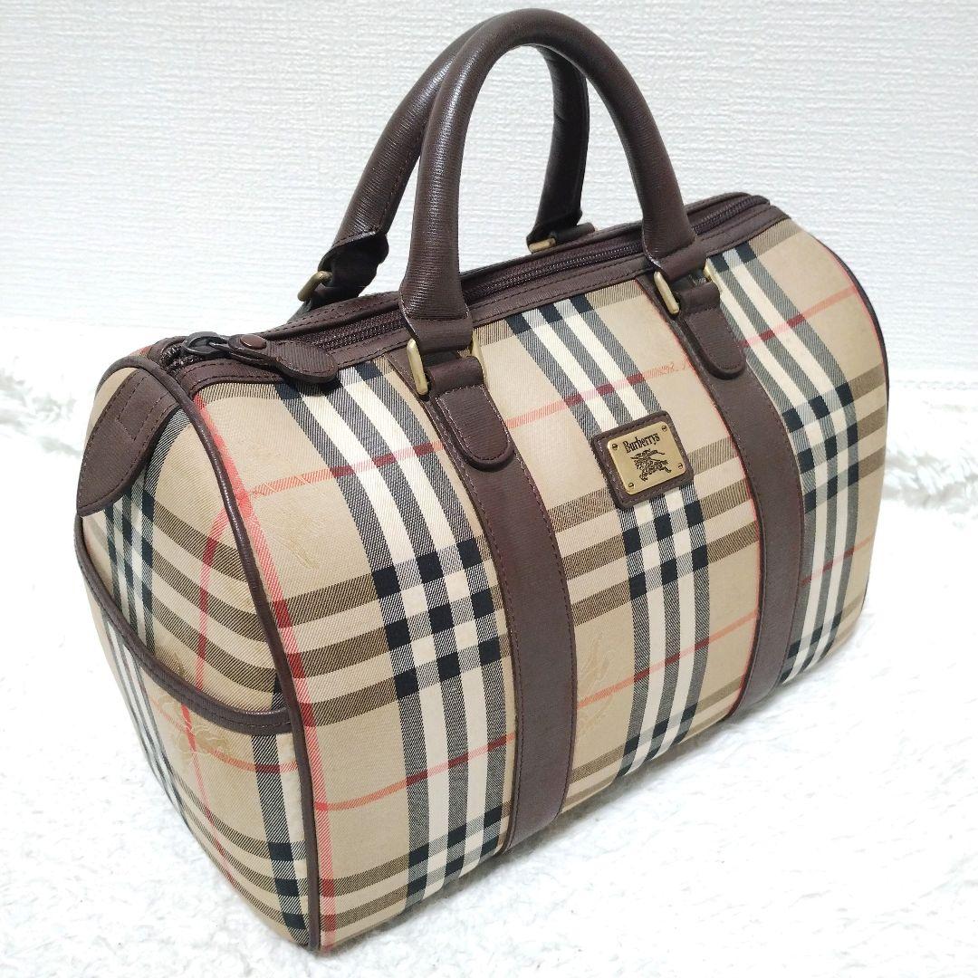 バーバリー BURBERRY ミニボストンバッグ ゴールド金具 シャドーホース