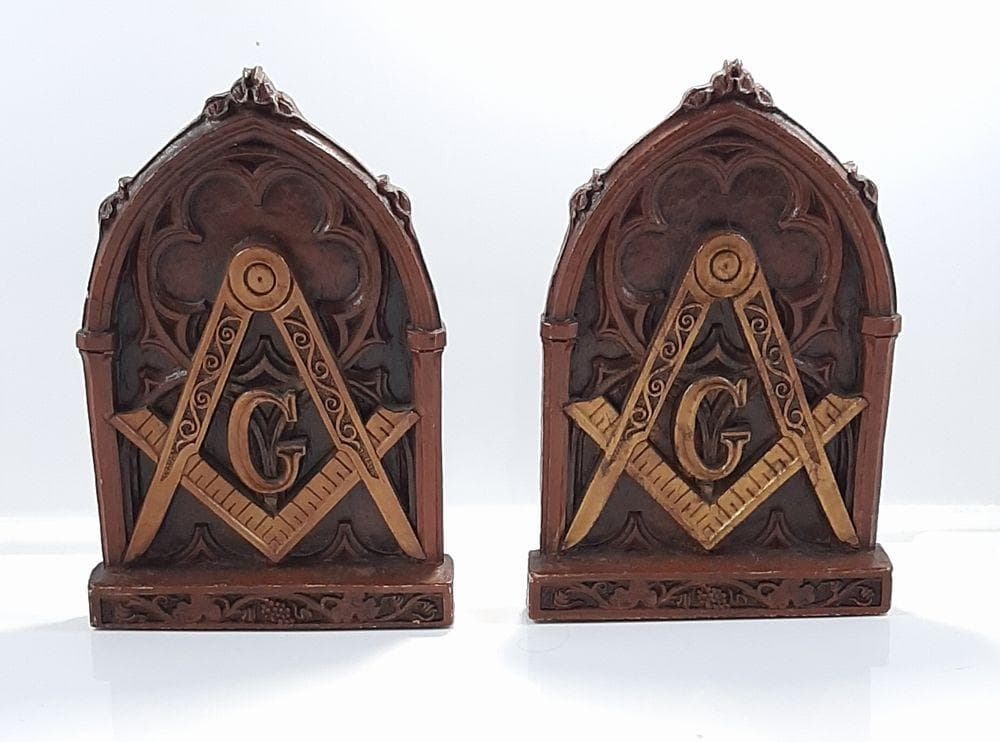 ビンテージ フリーメイソン アンティーク ブックエンド 本立て