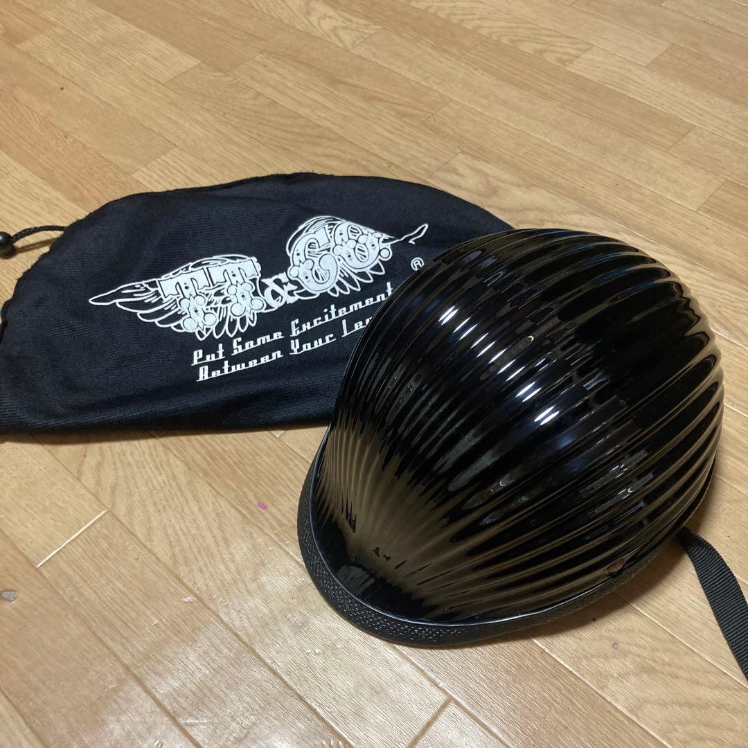 TT@CO リブリブジョッキー　ブラック ハーフ　ヘルメット 収納袋付き 公道使用不可 リブリブジョッキー ハーフヘルメット S M/L XL/XXL