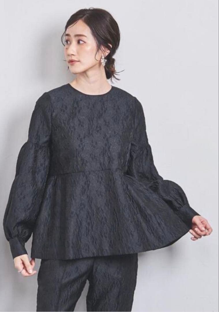 UNITED ARROWS ツートーン ジャカード ブラウス