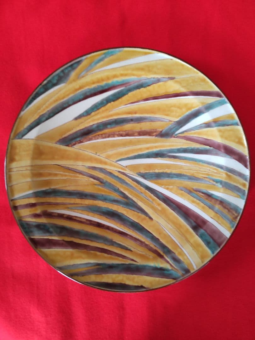 九谷焼五十吉作/飾り大皿/共箱/共布