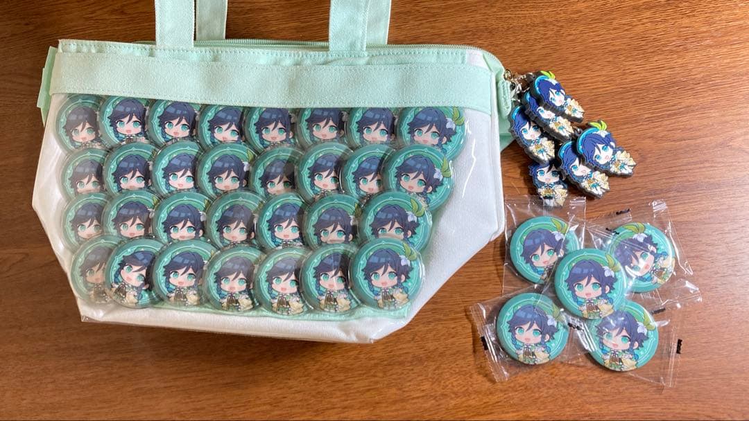 【経年劣化あり】原神 ウェンティ カプセル缶バッジ ラバーストラップ 痛バ