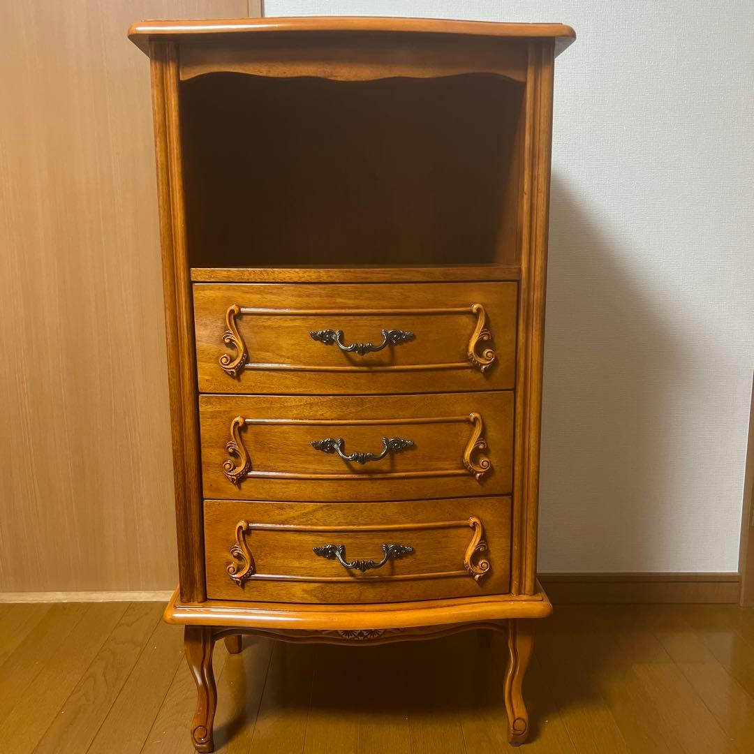 アンティーク風電話台キャビネット