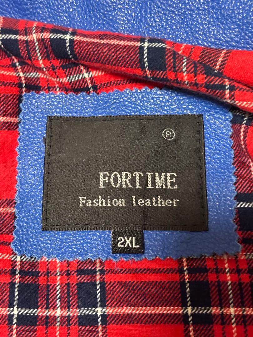 極美品 FORTIME シングル レザー ライダース ジャケット ブルゾン 青