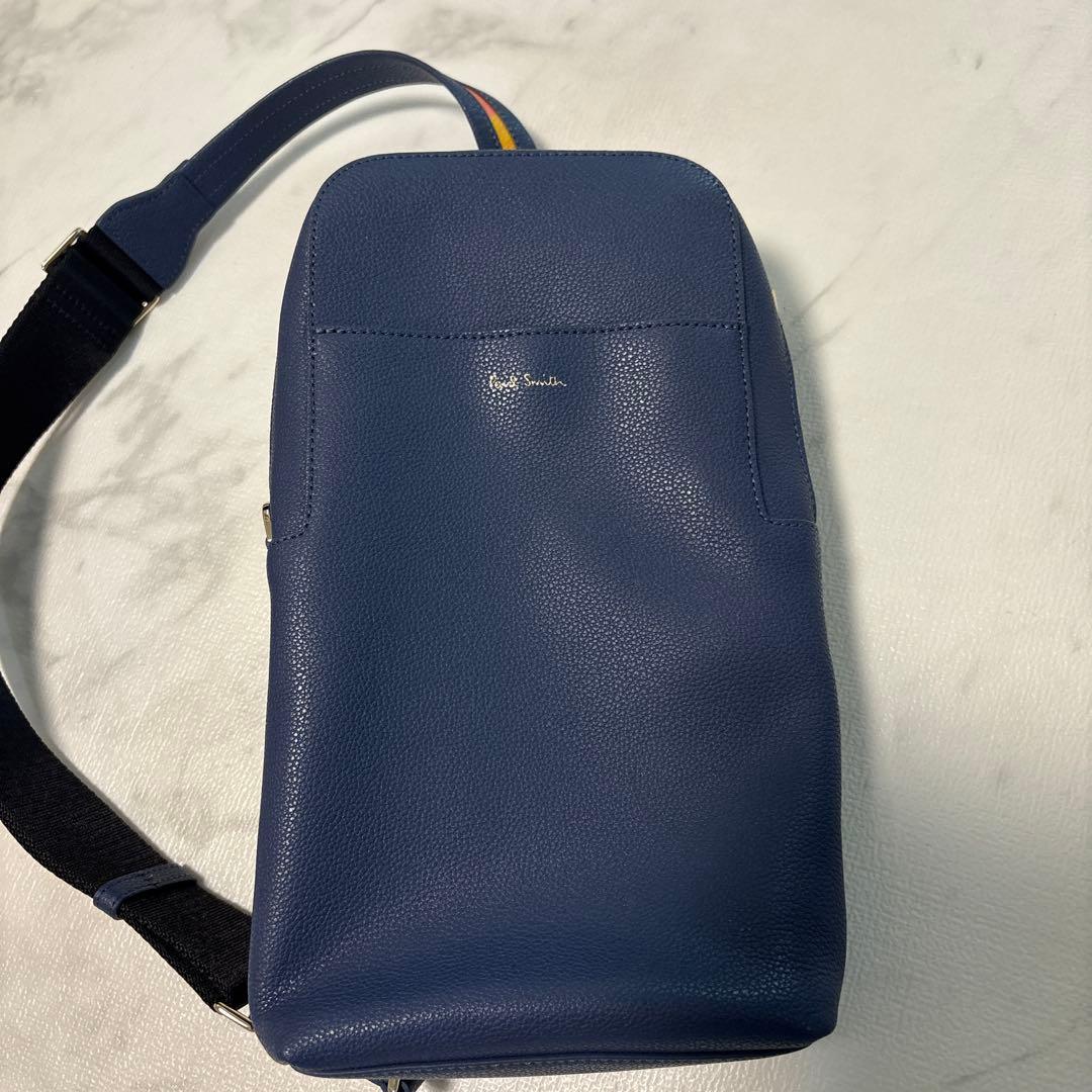 MIMI【美品】Paul Smith ネイビー レザーボディバッグ