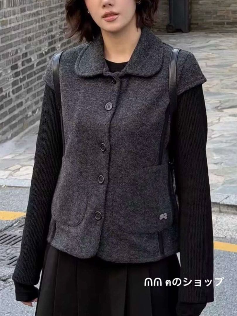 hugyourskin ニットジャケット グレー 人気